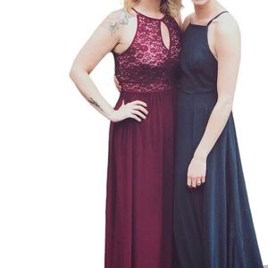 WEDDING GUEST Burgundy Maxi Dress; High Neck